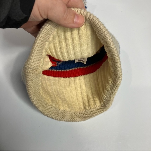 Vintage Smiley wool Pom hat striped one size made in USA - Picture 2 of 5